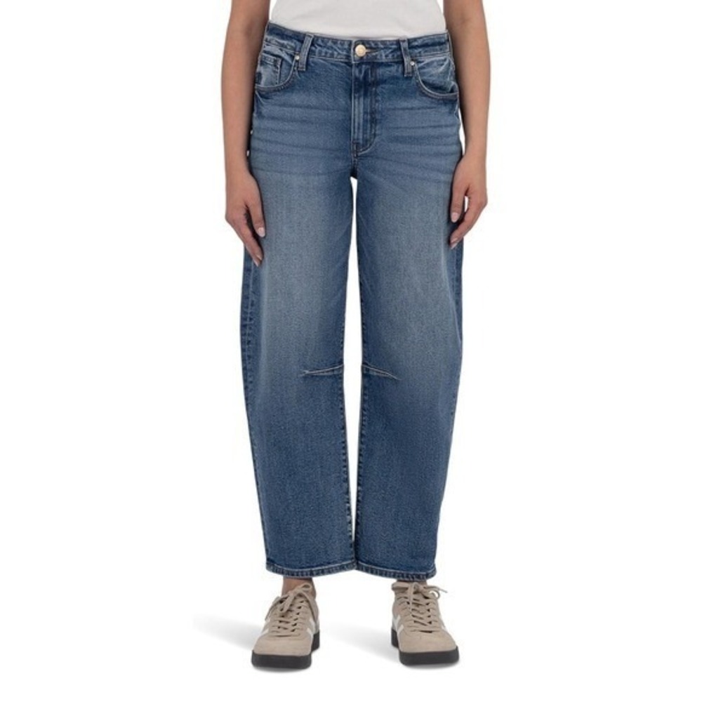 KUT from the Kloth Medium Blue High Rise Ashley Slouchy Barrel Jeans 6P Elevated